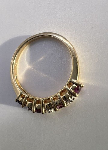 925 Sterling Silver Gold Plated Tourmaline Ring Size 7.5