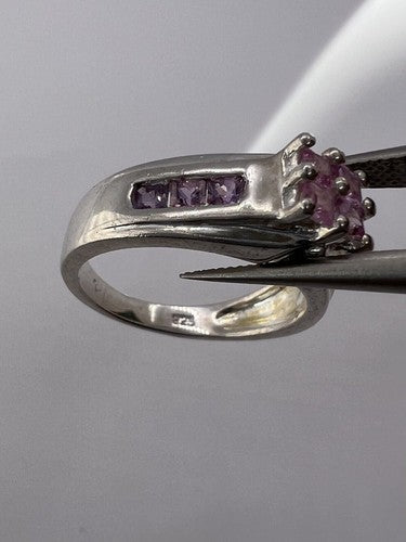 925 Sterling Silver Pink CZ Ring Size 6
