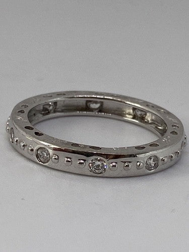 925 Sterling Silver CZ Band Ring Size 8