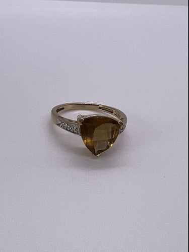 925 Sterling Silver Gold Plated CZ Ring Size 6.5