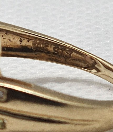 14K Yellow Gold Tourmaline & Diamond Ring Size 5.5