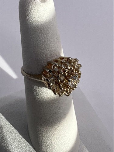 925 Sterling Silver with Gilding CZ Ring Size 5.5