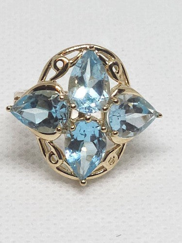 10K Yellow Gold & Topaz Ring Size 4
