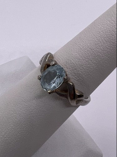 925 Sterling Silver Topaz Ring Size 6.5