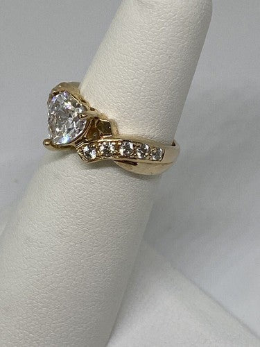925 Sterling Silver Vermeil Heart CZ Ring Size 4.75