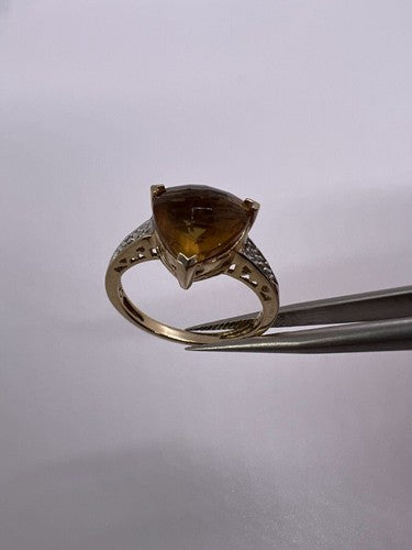 925 Sterling Silver Gold Plated CZ Ring Size 6.5