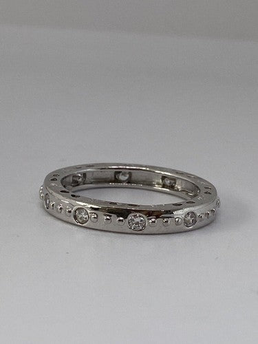 925 Sterling Silver CZ Band Ring Size 8