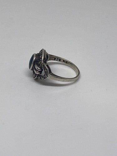 925 Sterling Silver Malachite Ring Size 5