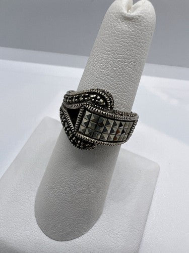 925 Sterling Silver Marcasite Ring Size 5.5