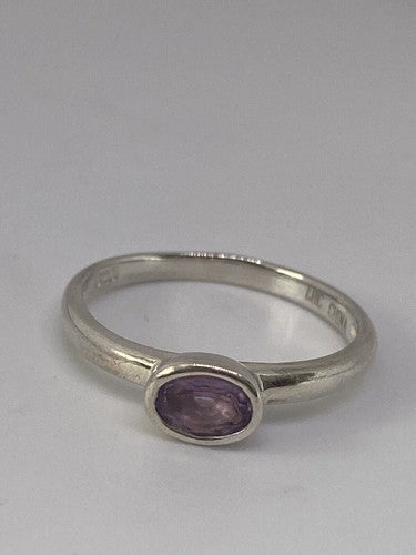 925 Sterling Silver Amethyst Ring Size 8