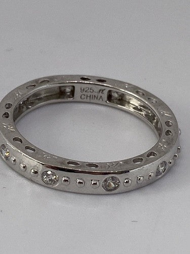 925 Sterling Silver CZ Band Ring Size 8