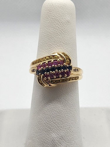 14K Yellow Gold Tourmaline & Diamond Ring Size 5.5