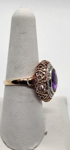 925 Sterling Silver Amethyst Ring Size 7.5