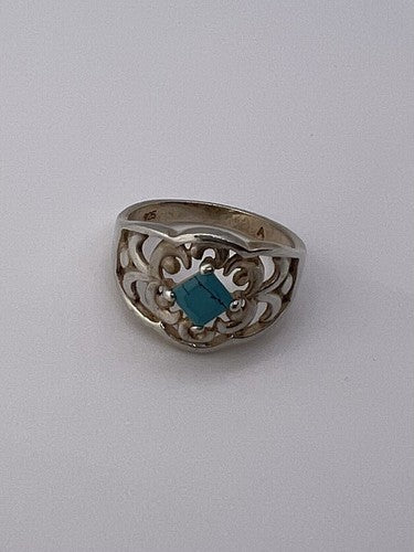 925 Sterling Silver Turquoise Ring Size 8.5