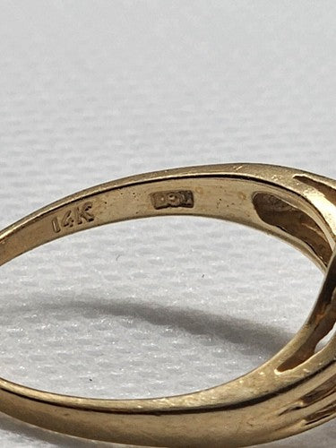 14K YELLOW GOLD RING TANZANITE & DIAMOND SIZE 6