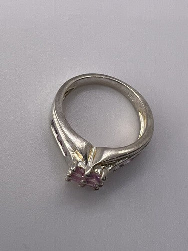 925 Sterling Silver Pink CZ Ring Size 6