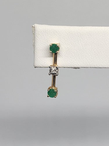 10K YELLOW GOLD EMERALD & DIAMOND EARRINGS & NECKLACE  SET