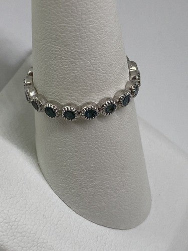 925 Sterling Silver Topaz Band Ring Size 8