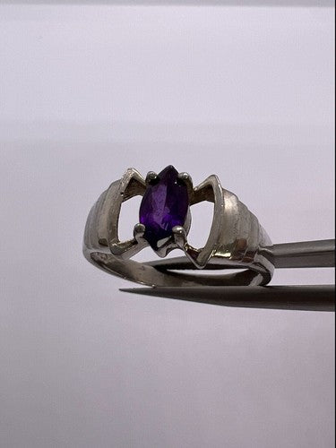 925 Sterling Silver Amethyst Ring Size 8