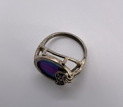 925 Sterling Silver Enamel & CZ Ring Size 5