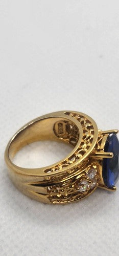 925 Sterling Silver With Blue CZ Ring Size 5