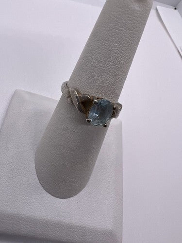 925 Sterling Silver Topaz Ring Size 6.5
