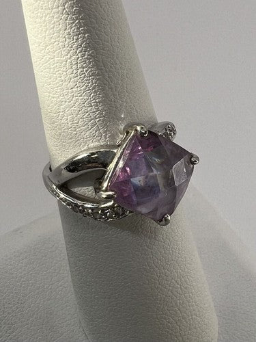 925 Sterling Silver Purple CZ Ring Size 6.5