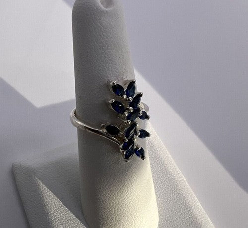 925 Sterling Silver & Sapphires Ring Size 6