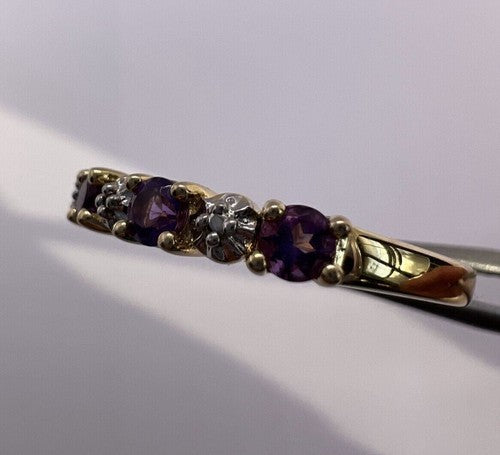 925 Sterling Silver Gold Plated Tourmaline Ring Size 7.5