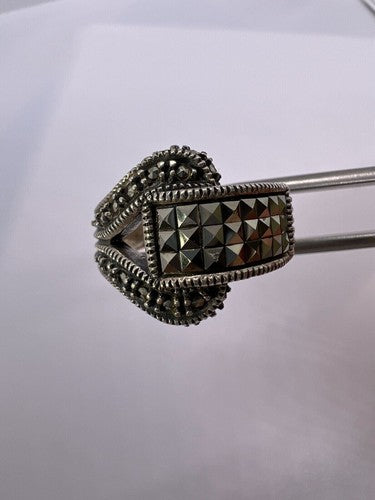 925 Sterling Silver Marcasite Ring Size 5.5
