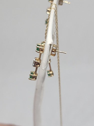 10K YELLOW GOLD EMERALD & DIAMOND EARRINGS & NECKLACE  SET