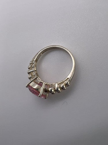 925 Sterling Silver Pink CZ Ring Size 4.5