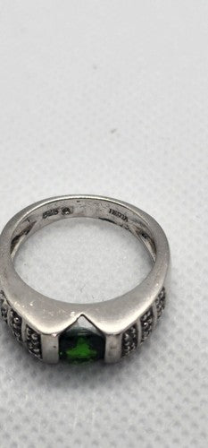 925 Sterling Silver Peridot Tourmaline Ring Size 7