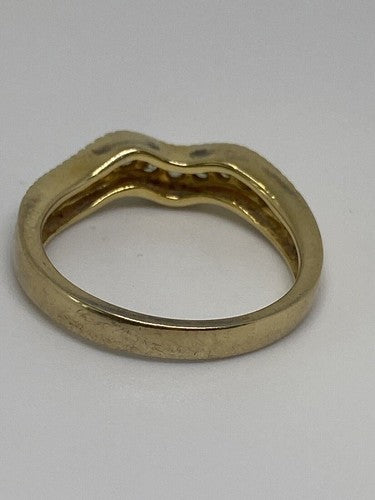 925 Sterling Silver Gold Plated CZ Ring Size 6.75