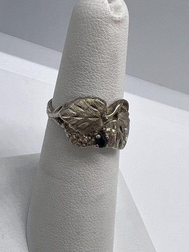 925 Sterling Silver Sapphire Ring Size 4.5