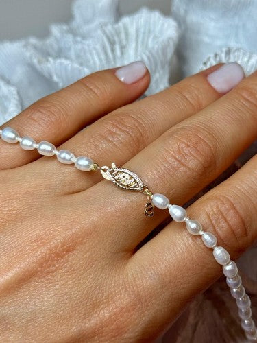 14K YELLOW GOLD CLASP FRESH WATER PEARL NECKLACE 16"