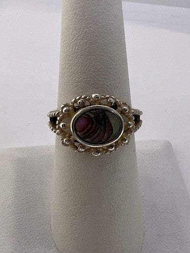 925 Sterling Silver Mother of Pearl Ring Size  6.5