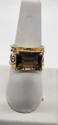 925 Sterling Silver Smoky Quartz Ring Size 8