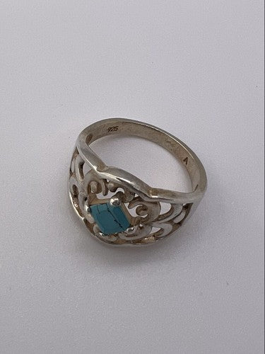 925 Sterling Silver Turquoise Ring Size 8.5
