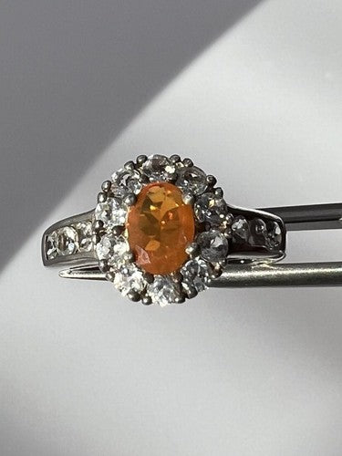 925 Sterling Silver Citrine & Goshenite Ring Size 6.5