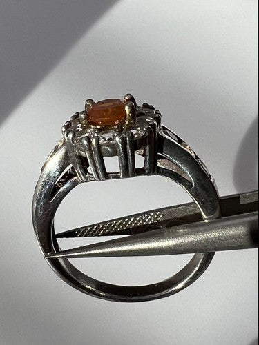 925 Sterling Silver Citrine & Goshenite Ring Size 6.5
