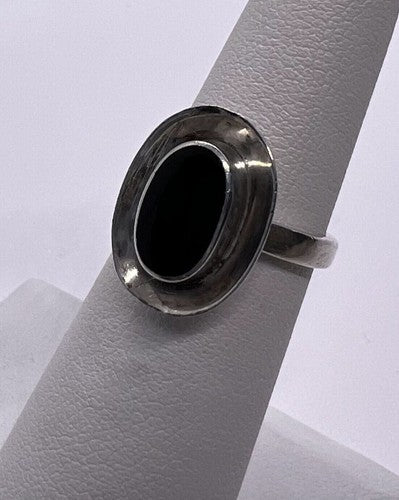 925 Sterling Silver & Onyx Soma Ring Size 5