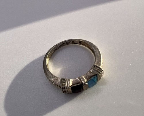 925 Sterling Silver Topaz & Tourmaline Ring Size 5.5