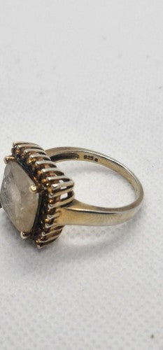 925 Sterling Silver With Quartz & Helidor Ring Size 9.5