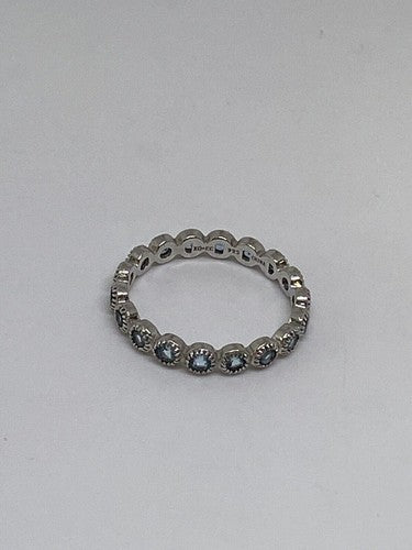 925 Sterling Silver Topaz Band Ring Size 8