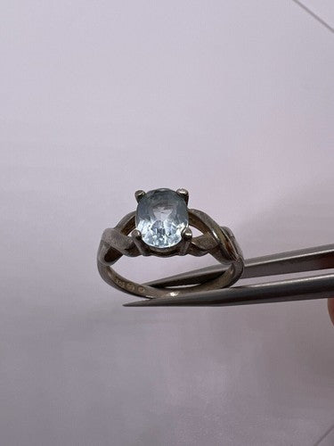 925 Sterling Silver Topaz Ring Size 6.5