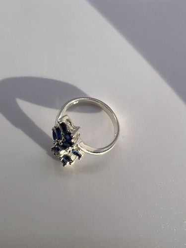 925 Sterling Silver & Sapphires Ring Size 6