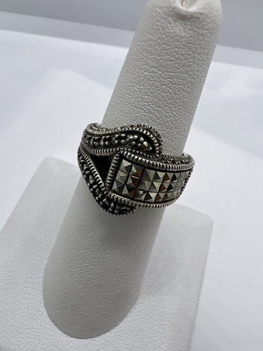 925 Sterling Silver Marcasite Ring Size 5.5