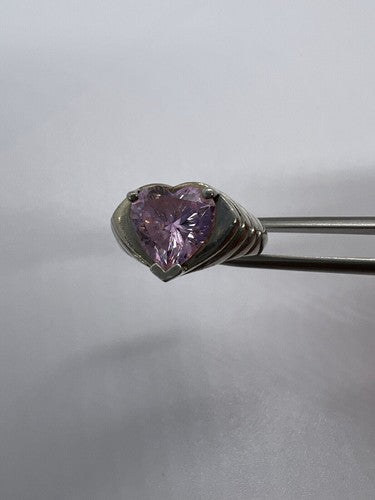 925 Sterling Silver Pink CZ "Heart" Ring Size 6.5