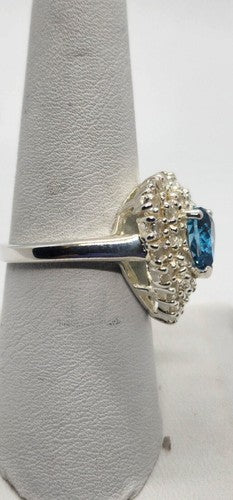 925 Sterling Silver Topaz Ring Size 8